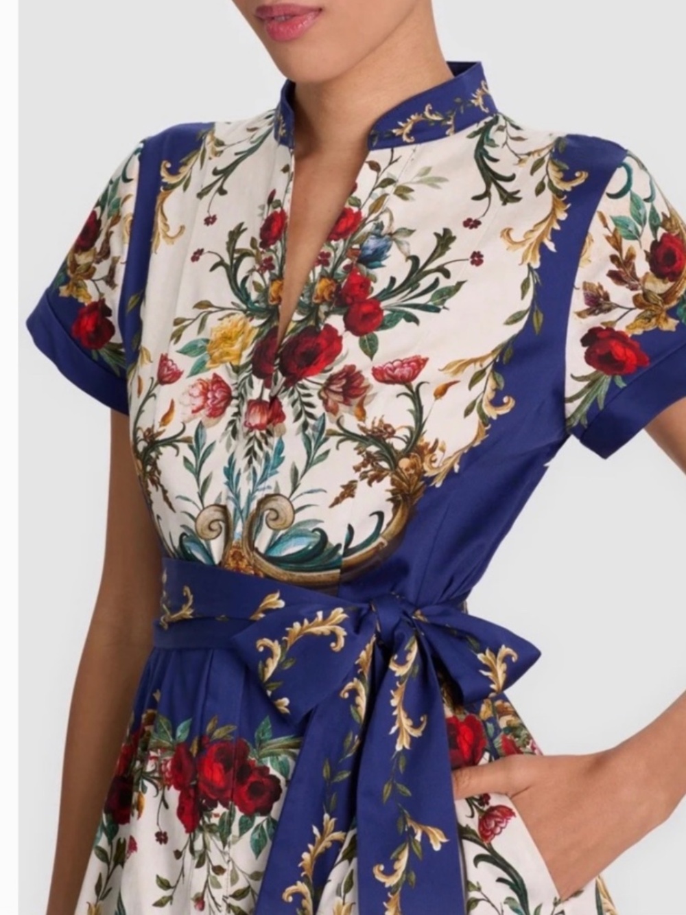 Alice + Olivia Lucy Gilded Rose Tie Waist Mini Dress NWT Sz 6